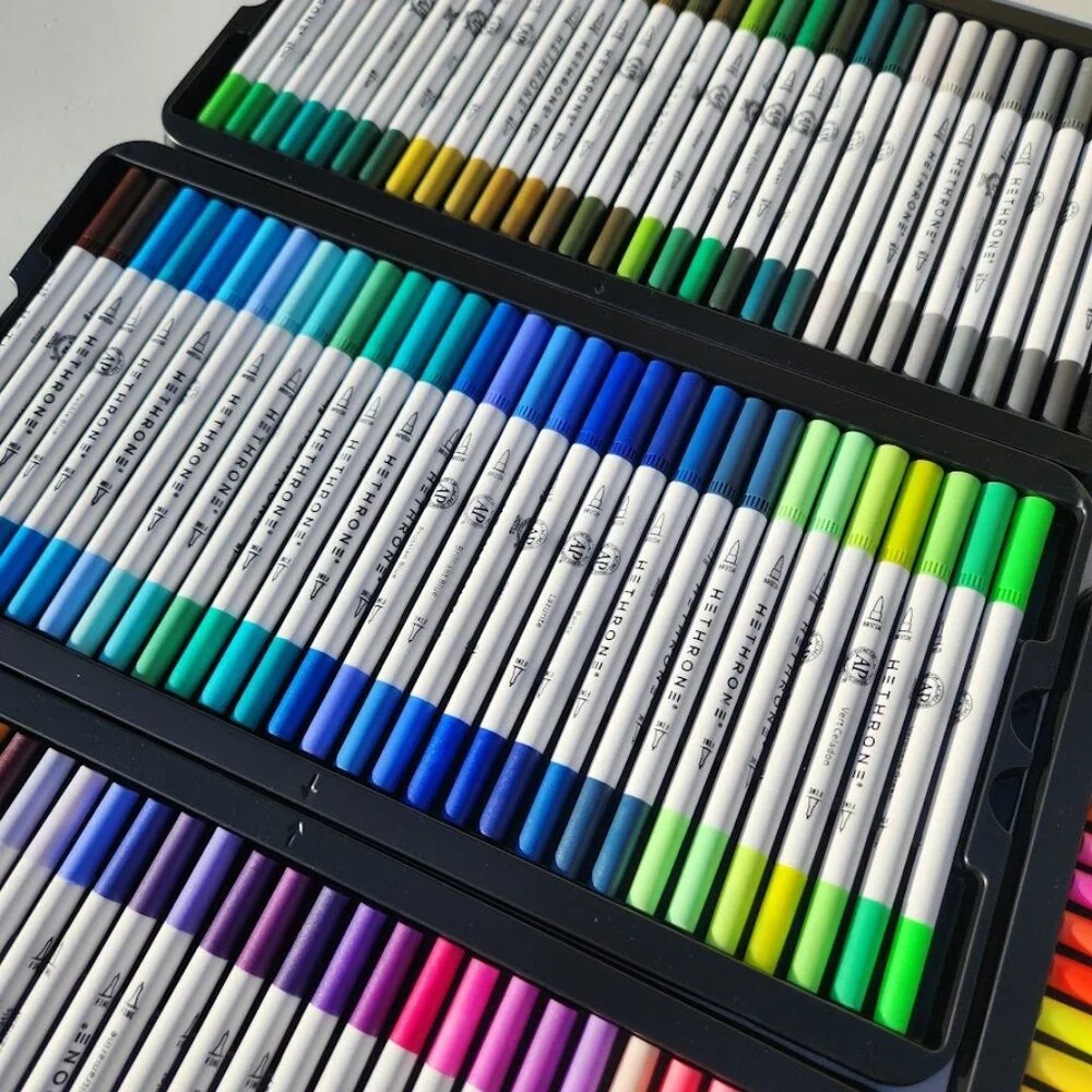 NEW 120 Colors Art Supplies Brush Markers Pens for Adult Coloring Books School D